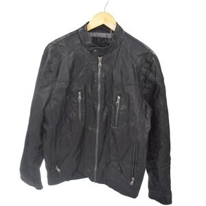 Calvin Klein Black Faux Leather Moto Jacket Women's Size Small